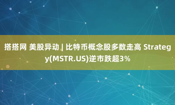 搭搭网 美股异动 | 比特币概念股多数走高 Strategy(MSTR.US)逆市跌超3%