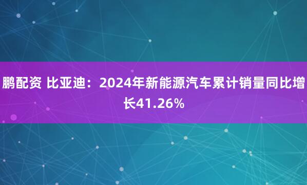 鹏配资 比亚迪：2024年新能源汽车累计销量同比增长41.26%